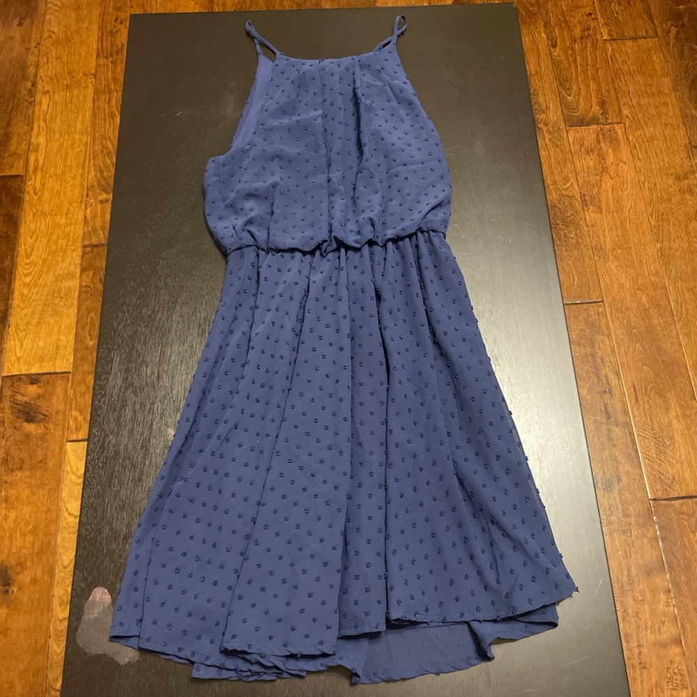 navy blue dotted dress